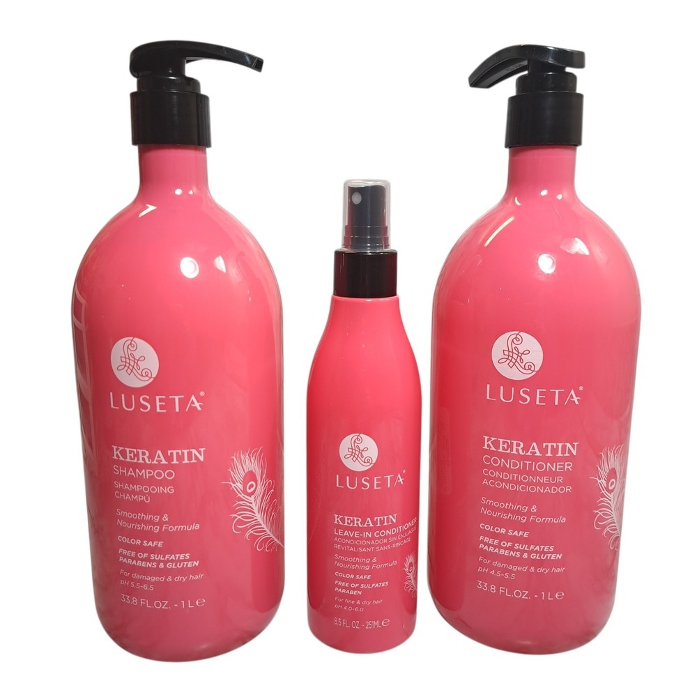 Set/3 Luseta Keratin Smooth Shampoo/Conditioner/Leave In‎ Conditioner Nourishing
